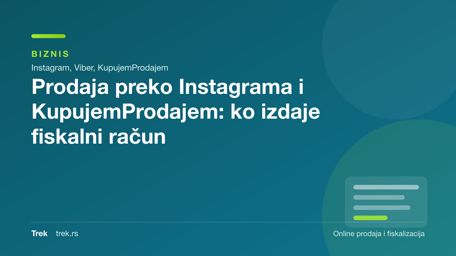 Prodaja preko Instagrama i KupujemProdajem: ko izdaje fiskalni račun